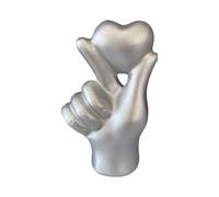 LumaTide Statue de geste d'amour en résine - Décoration de bureau - 5 couleurs - Cadeau pour la Saint-Valentin, un mariage - 7,5 x 4,2 x 11 cm - Argenté