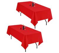 Lumaycens Lot de 2 nappes Rouges 152,4 x 259,1 cm - Nappes rectangulaires Rouges pour Table de 1,8 m - Nappes en Tissu Polyester lavables - Rectangulaires pour fête de Mariage, Banquet