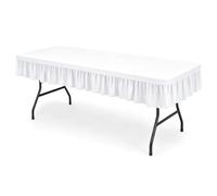 Lumaycens Nappe extensible blanche de 244 x 76 cm pour tables | Protection de table et banquet - Design enveloppant arrondi - Résistant au dos - Lavable - Idéal pour les mariages et les