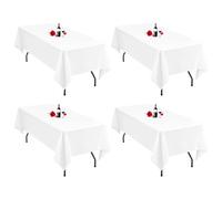 Lumaycens Paquet de 4 nappes Blanches 153x260 cm nappes rectangulaires Nappe Blanche pour Table de 6 Pieds Nappe en Tissu Polyester lavables rectangulaires pour Banquet de fête de Mariage