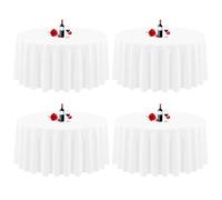 Lumaycens Paquet de 4 nappes Rondes de 305cm, Nappe Ronde Blanche, Infroissable, Lavable, Nappe Blanche en Tissu Polyester, Couverture de Table pour fête de Mariage, Restaurant, Buffet
