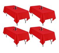 Lumaycens Paquet de 4 nappes Rouges 153 x 260 cm nappes rectangulaires Nappe Rouge pour Table de 6 Pieds nappes en Tissu Polyester lavables rectangulaires pour Banquet de fête de Mariage