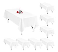 Lumaycens Paquet de 8 nappes Blanches 153x260 cm nappes rectangulaires Nappe Blanche pour Table de 6 Pieds Nappe en Tissu Polyester lavables rectangulaires pour Banquet de fête de Mariage