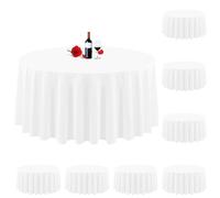 Lumaycens Paquet de 8 nappes Rondes de 305cm, Nappe Ronde Blanche, Infroissable, Lavable, Nappe Blanche en Tissu Polyester, Couverture de Table pour fête de Mariage, Restaurant, Buffet