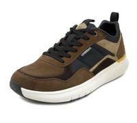 Lumberjack Baskets pour homme en cuir daim marron et tissu bleu, semelle amovible, 17256, Marron et bleu, 45 EU