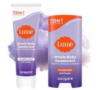 Lume Déodorant complet pour le corps, crème invisible, contrôle des odeurs de 72 heures, sans aluminium, sans BPA, sans danger pour la peau, tube de 100 ml et bâton ferme de 6,6 g