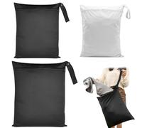 Lumeclat Lot de 3 sacs étanches, 2 pièces noir et blanc 30x35 cm et 1 pièce noir 40x50 cm, avec poignées, sac de voyage imperméable avec fermeture éclair, pour maillots de bain et vêtements de sport