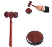 Lumeclat Marteau de juge et bloc de résonance en bois, Marteau d'enchères avec bloc sonore, Fabrication artisanale, Finition vintage, Idéal pour juges, avocats, enchères et réunions professionnelles