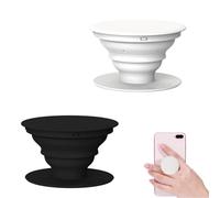 Lumeclat Pack de 2 Supports Extensibles pour Smartphones et tablettes, avec tête Interchangeable, Pivot à 360°,Bague adaptatrice, détachable et réglable en Plusieurs Positions, en Blanc et Noir