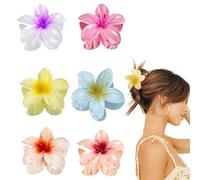 Lumeclat Pack de 6 pinces à cheveux fleuries pour femmes - Clips en forme de fleur Plumeria -Barrettes en plastique antidérapantes et tendance-Accessoires de coiffure pour femmes et filles(6 couleurs)
