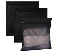 Lumeclat Set de 3 Sacs à Linge Grands avec Fermeture Éclair, 50x60cm, Filets de Lavage Réutilisables, Sac de Linge de Voyage, Lavable, pour Couvertures en Polaire, Sous-Vêtements, Linge de Lit (Noir)