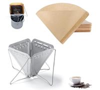 Lumeclat Set de Filtre à Café en Acier Inoxydable, Pliable pour Camping, Réutilisable, Avec 40 Sachets de Filtre - Filtre Durable pour Cafetières, Voyages, Randonnée, Backpacking et Pique-nique