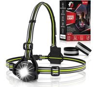 LUMEFIT Feu de course pour coureurs - Lampe LED de poitrine - Angle de faisceau réglable de 90 °, bande réfléchissante de 500 lumens, rechargeable par USB - Lampe frontale et arrière de sécurité