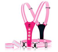 LUMEFIT Gilet haute visibilité Gilets de course réfléchissants avec brassards haute visibilité pour la sécurité des enfants, des femmes, des hommes, équipement réglable, 8 LED lumineuses pour voiture
