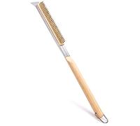 LUMEIRA Brosse de four à pizza de 53,3 cm avec racloir, poils en laiton, brosse de nettoyage en fil de cuivre pour nettoyage de barbecue, accessoires de four d'extérieur
