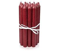 LUMELY Bougies Bordeaux, paquet de 12, hauteur 18cm, Ø 2,2cm, durée de combustion env. 8 heures, Bougies chandelles (18 cm, Bordeaux)
