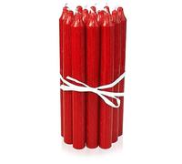 LUMELY Bougies Rouge, paquet de 12, hauteur 18cm, Ø 2,2cm, durée de combustion env. 8 heures, Bougies chandelles (18 cm, Rouge)
