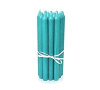 LUMELY Bougies Turquoise, paquet de 12, hauteur 29cm, Ø 2,2cm, durée de combustion env. 14 heures, Bougies chandelles (29 cm, Turquoise)