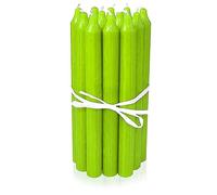 LUMELY Bougies Vert Citron, paquet de 12, hauteur 18cm, Ø 2,2cm, durée de combustion env. 8 heures, Bougies chandelles (18 cm, Vert Citron)