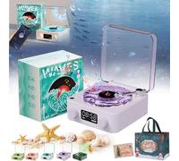 Lumena Lamp Record Player, Aquavinyl Waves Mini Speaker, The Waves Vintage Vinyl Record Player, 4 Modes, 5 Colors with Adjustable Ambient Lighting (Purple)
