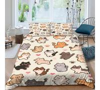 LumeNest Chats cœurs Housse De Couette 3 Pièces Animal Theme Animal Print Imprimé De Couvre-Lit Microfibre pour Adulte Et Enfant avec 2 Taie d'oreiller King（220x240cm）