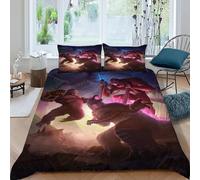 LumeNest Godzilla Kong Housse De Couette 3 Pièces Animal Theme Wildlife Imprimé De Couvre-Lit Microfibre pour Adulte Et Enfant avec 2 Taie d'oreiller King（220x240cm）