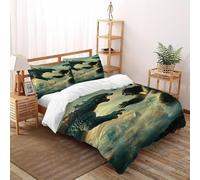 LumeNest Godzilla Kong Imprimé Parure De Lit Microfibre Parure De Lit Adulte Ave Fermeture Éclair Animal Theme Housses De Couettes 3 Pièces Et 2 Taie d'oreiller Super King(260x220cm)