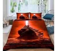 LumeNest Godzilla Rayon Rouge Housse De Couette Kids Animal Theme Parure De Lit King（220x240cm） Parure Décor De Animal Theme avec 2 Taie d'oreiller