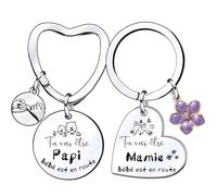 Lumengqi Cadeau annonce grossesse papi et mamie Porte-clés 2 Pièces Porte-clés Cadeaux Noël cadeau futur grand parent papy annonce grossesse originale grand parent mamie papi naissance surprise