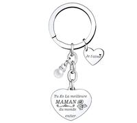 Lumengqi Cadeau de Maman Porte-clés de Maman d'anniversaire Cadeau fête des mères pour Maman «Tu Es La meilleure MAMAN du monde entier» Cadeau d'anniversaire