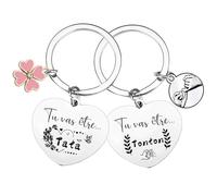 Lumengqi Cadeau de Noël pour Tonton et Tata - Porte-clés Oncle et Tante 2 Pièces - Idée Cadeau Surprise (6)
