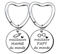Lumengqi Cadeau Mamie Papy 2 Pièces Porte-clés Cadeaux de Noël Cadeau Idée Cadeau Grand Parents Fete Des Grand Mere Anniversaire Noel Meilleur Mamie&Papy Du Monde cadeau des Grands-parents