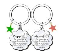 Lumengqi Cadeau Mamie Papy 2 Pièces Porte-clés Cadeaux de Noël Cadeau Idée Cadeau Grand Parents Fete Des Grand Mere Anniversaire Noel Meilleur Mamie&Papy Du Monde cadeau des Grands-parents