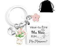 Lumengqi Cadeau Marraine Demande personnalisé Porte-Clés Veux-tu être ma Marraine Porte-Clés Demande Marraine Unique pour Baptême, Communion & Anniversaire (9)