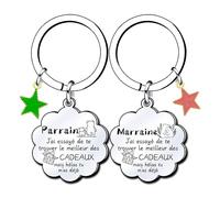 Lumengqi Cadeaux de Noël pour Parrain Marraine 2 Porte-clés Parrain et Marraine Cadeau Parrain Marraine Demande Cadeau Annonce Parrain Marraine Naissance Baptême Communion Cadeau Surprise Noël