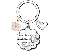 Lumengqi Clé à clefs Marraine - Cadeau Noël et Fête des Mères « Veux-tu être ma Marraine d’amour pour toute la vie »