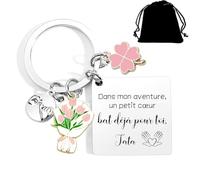 Lumengqi Porte-clés Cadeau Future Tata & Meilleures Copines, « Tu vas être Tata » Cadeau Grossesse pour Sœur, Amie, Accessoire Rose Tulipes (3)