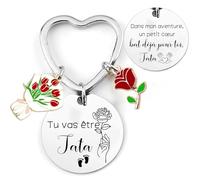 Lumengqi Porte-clés Cadeau Future Tata & Meilleures Copines, « Tu vas être Tata » Cadeau Grossesse pour Sœur, Amie, Accessoire Rose Tulipes (1)