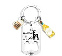Lumengqi Porte-Clés Décapsuleur Chasse - Cadeau Chasseur Original Décapsuleur Inox Personnalisé pour Chasseur Homme Accessoire Unique Ouvre Bouteille Chasse Idée Cadeau Chasseu