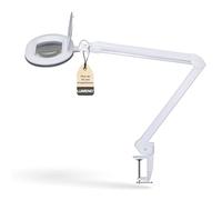 Lumeno 8615GR Lampe loupe avec grande lentille ovale 110x150 mm, 60 LED à intensité variable sur 2 niveaux, parfaite comme aide à la lecture, pour la cosmétique, 5 dioptries gris