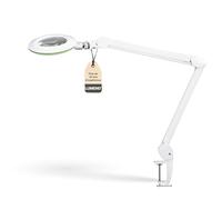Lumeno Lampe loupe Lambda M, à intensité variable, avec lentille en verre cristallin de 127 mm, idéale pour les salons de beauté, cabinets médicaux, bricoleurs, l'aide à la lecture, Vert 3 dioptries