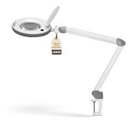 Lumeno Lampe loupe LED 8513GR intensité variable, avec grande lentille en verre 152 mm, luminosité réglable, convient comme lampe de travail, aide à la lecture, 3 dioptries Gris