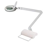 Lumeno LED Lampe loupe 7213GR avec lentille en verre de 127 mm, lampe de travail, convient pour cosmétique, les bricoleurs, aide à la lecture lampe grossissante, 3 dioptries Gris avec trépied de table