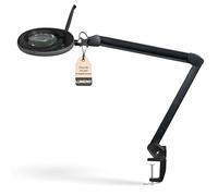 Lumeno LED Lampe loupe 7213SW avec lentille en verre de 127 mm, lampe de travail, convient pour cosmétique, les bricoleurs, aide à la lecture lampe grossissante, 3 dioptries Noir
