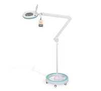 Lumeno LED Lampe loupe 7218GN avec lentille en verre de 127 mm, lampe de travail, convient pour cosmétique, les bricoleurs, aide à la lecture lampe grossissante, 8 dioptries Vert avec trépied roulant