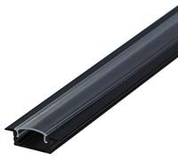 LumenTEC Kit : profilé LED 100 cm pour bandes LED, aluminium + cache LT6-2 (noir transparent)