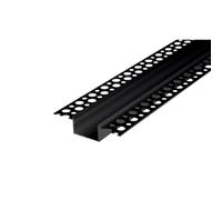 LumenTEC Kit : profilé LED, 200 cm en aluminium pour cloison sèche, encastré, 28 x 62 mm pour bandes LED de 10 mm max. + couvercle LT-GK20 (noir laiteux)
