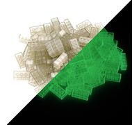 LUMENTICS Lot de 100 briques à clipser 2x4 transparentes - Pions phosphorescents - Compatibles et testés - Brillent jusqu'à une heure après recharge - De 3 à 99 ans