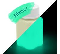 LUMENTICS Peinture phosphorescente vert-jaune 100 ml, effet longue durée | Recharge à la lumière du jour, lueur visible au-delà de 12 heures, vernissable sur bois, papier peint et plâtre