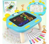 LumenVela Tablette Lumineuse Dessin,Tablette Dessin Enfant avec 8 Couleurs Stylo, 8 Modes D'éclairage, Effaçable, Ardoise Magique Portable Écriture pour Garçons et Filles de 3 à 8 Ans (Bleu Jaune)